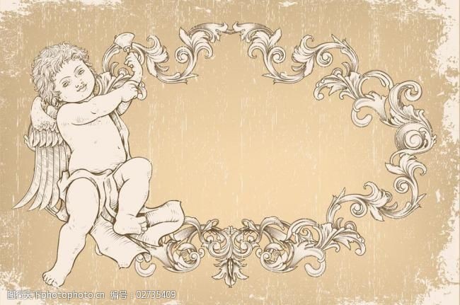花纹壁纸模板下载天使欧式花纹图片