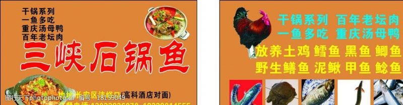 三峡鸡三峡石锅鱼名片图片